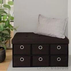 Faltbare Sitzbank 76x38x38cm Mit 6 Schubladen Sitztruhe 80L Polsterbank Ottomane Leinen Dunkelbraun -OUTSUNNY Verkäufe 8600295800 3610 prod 003