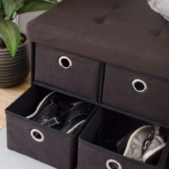 Faltbare Sitzbank 76x38x38cm Mit 6 Schubladen Sitztruhe 80L Polsterbank Ottomane Leinen Dunkelbraun -OUTSUNNY Verkäufe 8600295800 3610 prod 005