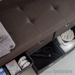 Faltbare Sitzbank 76x38x38cm Mit 6 Schubladen Sitztruhe 80L Polsterbank Ottomane Leinen Dunkelbraun -OUTSUNNY Verkäufe 8600295800 3610 prod 006