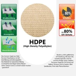 UV Sonnensegel 5x5x5 HDPE Dreieck Sonnenschutz Überdachung Balkon Garten Beige -OUTSUNNY Verkäufe 8600295800 3658 prod 004