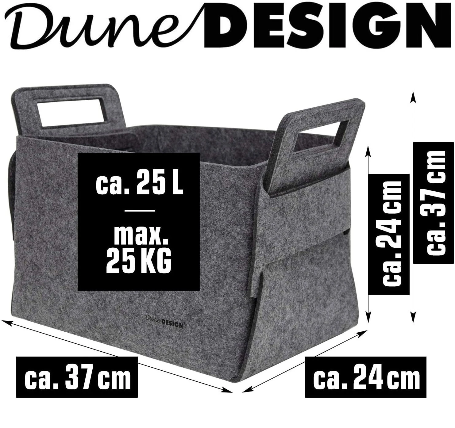 25L Filz Aufbewahrungskorb 37x24x37 Cm Holz Kaminholzkorb Filzkorb Holzkorb Grau 3 25L Filz Aufbewahrungskorb 37x24x37 Cm Holz Kaminholzkorb Filzkorb Holzkorb Grau – Bild 3