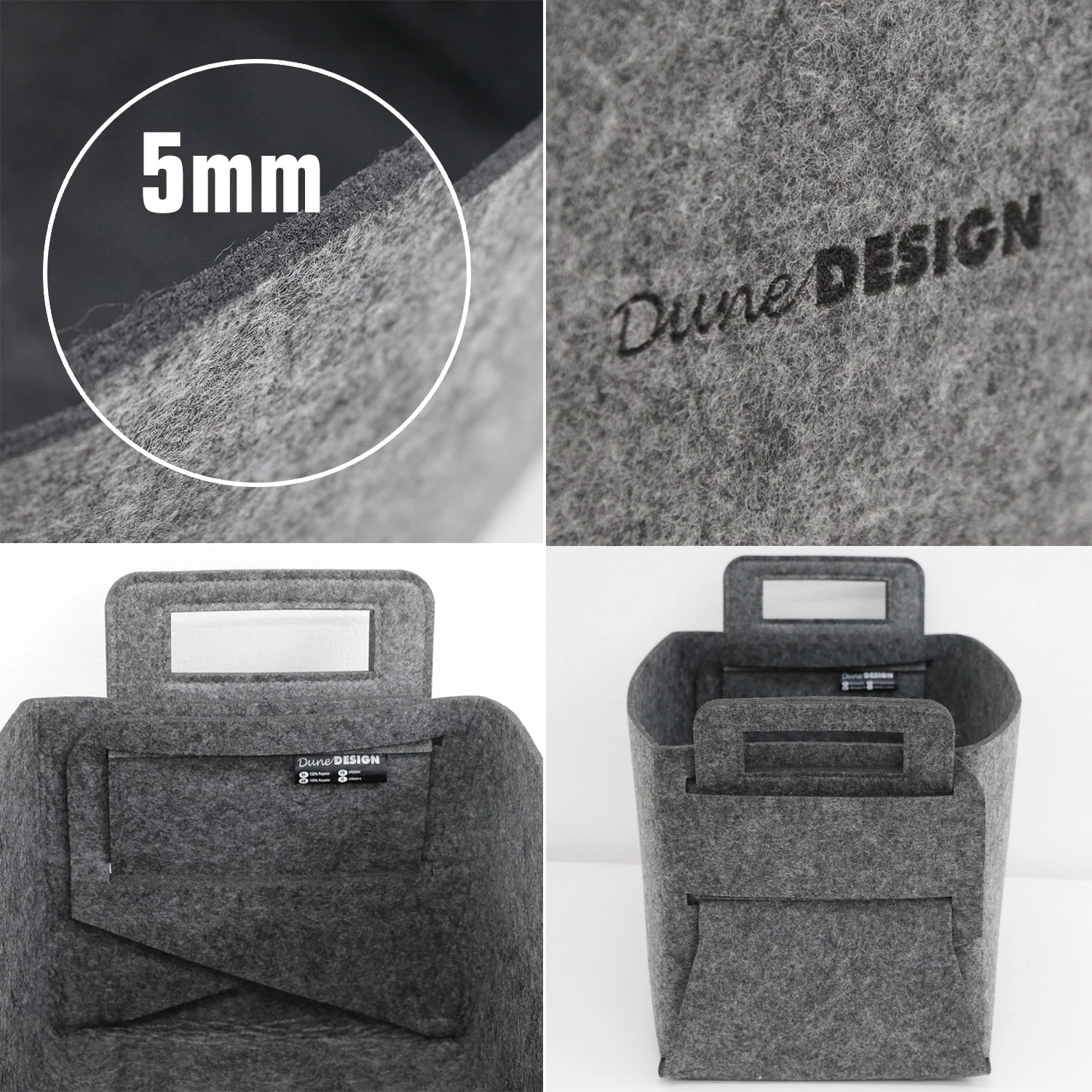 25L Filz Aufbewahrungskorb 37x24x37 Cm Holz Kaminholzkorb Filzkorb Holzkorb Grau 5 25L Filz Aufbewahrungskorb 37x24x37 Cm Holz Kaminholzkorb Filzkorb Holzkorb Grau – Bild 5