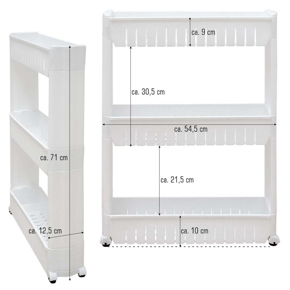 Nischenregal 12,5cm Schmal Nischenwagen Rollregal Klein Küchen-Regal Standregal 2 Nischenregal 12,5cm Schmal Nischenwagen Rollregal Klein Küchen-Regal Standregal – Bild 2