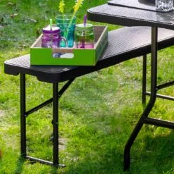 2x Wetterfeste Bierbank - Klappbar 183x30x43 - Rattan Look - Kunststoff Sitzbank -OUTSUNNY Verkäufe 8600295800 4557 prod 006