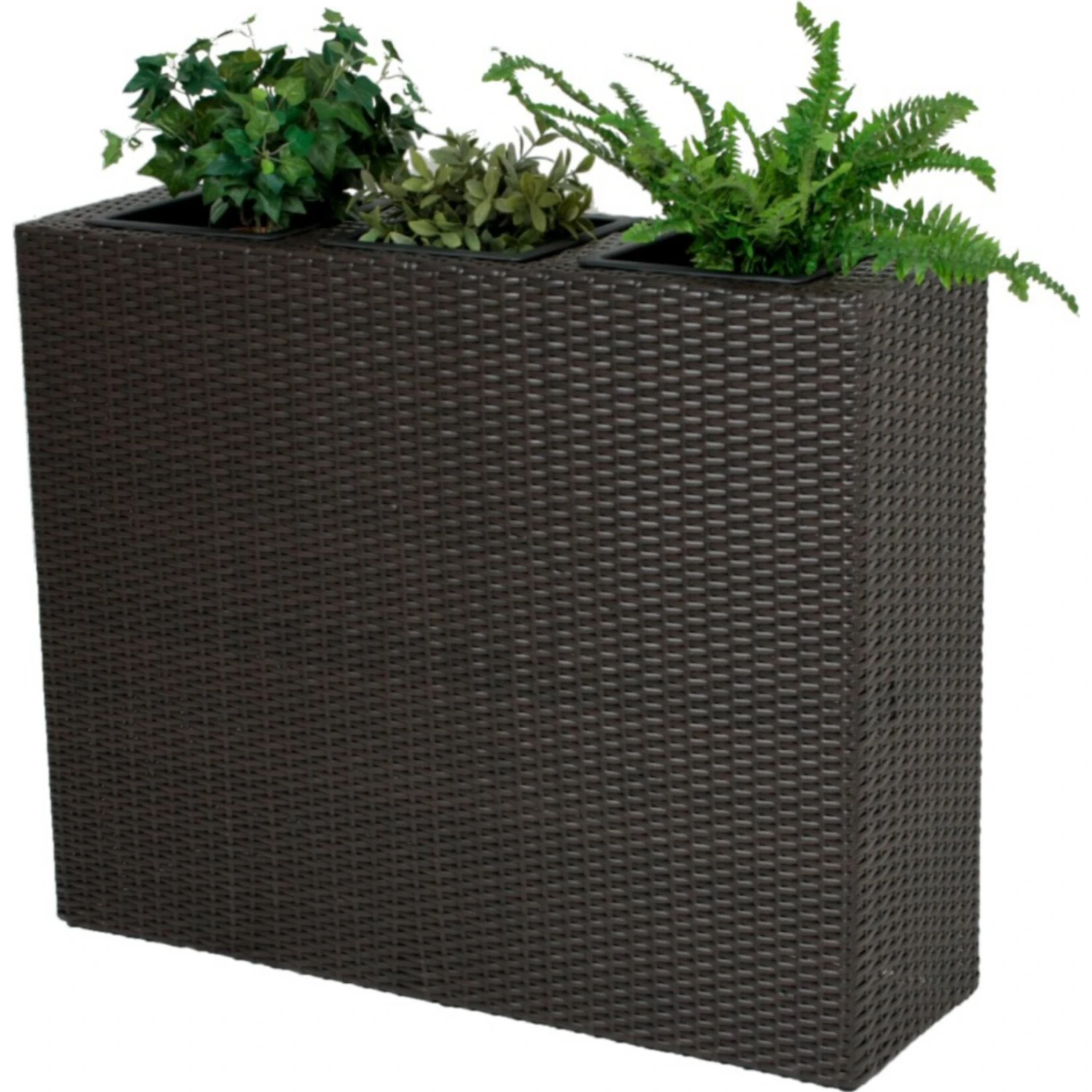 Rattan Raumtrenner Mit 3 Pflanztöpfen Pflanzschale Blumentopf Braun Übertopf 2 Rattan Raumtrenner Mit 3 Pflanztöpfen Pflanzschale Blumentopf Braun Übertopf – Bild 2