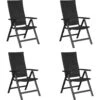 4x Kars Gartenstuhl 6 Positionen Schwarz/grau Hochlehner Stuhl Garten Sessel
