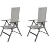 2x Keddy Gartenstuhl 7 Positionen Schwarz/grau Hochlehner Stuhl Garten Sessel