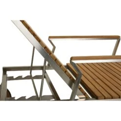Sonnenliege Teak Teakholz Edelstahl 197cm Holz Gartenliege Liege Liegestuhl