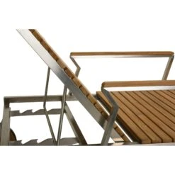 Sonnenliege Teak Teakholz Edelstahl 197cm Holz Gartenliege Liege Liegestuhl -OUTSUNNY Verkäufe 8600296500 31643 prod 005