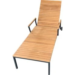Sonnenliege Teak Teakholz Edelstahl 197cm Holz Gartenliege Liege Liegestuhl -OUTSUNNY Verkäufe 8600296500 31643 prod 006