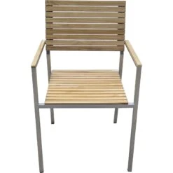 6tlg. Teak Tischgruppe Gartenmöbel Gartentisch Stuhl Garten Stapelstuhl Tisch