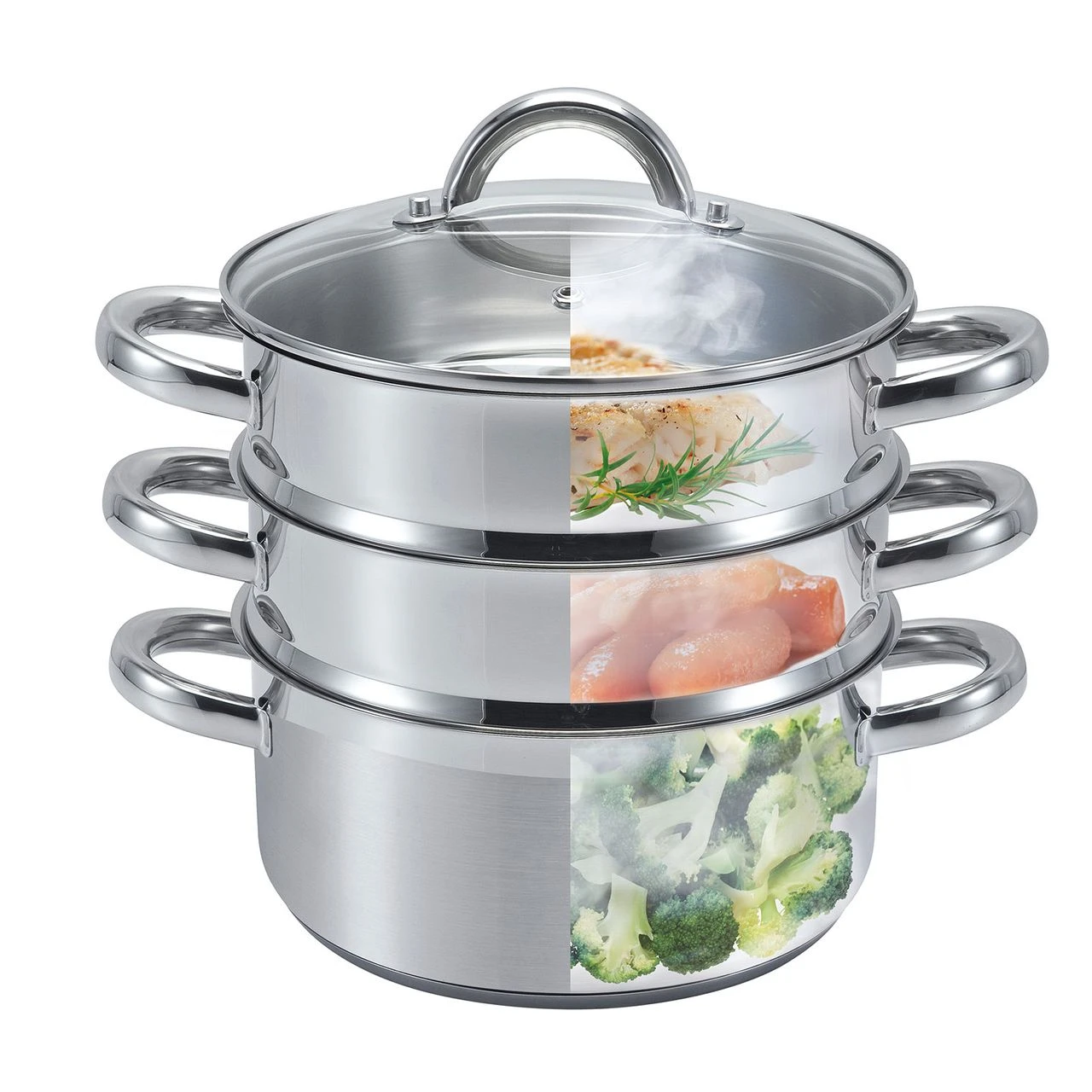 SSW Vitalo Dampfgarer Dampfkochtopf Kochtopf Edelstahl Ø 24 Cm 4,3 L 4-teilig 2 SSW Vitalo Dampfgarer Dampfkochtopf Kochtopf Edelstahl Ø 24 Cm 4,3 L 4-teilig – Bild 2