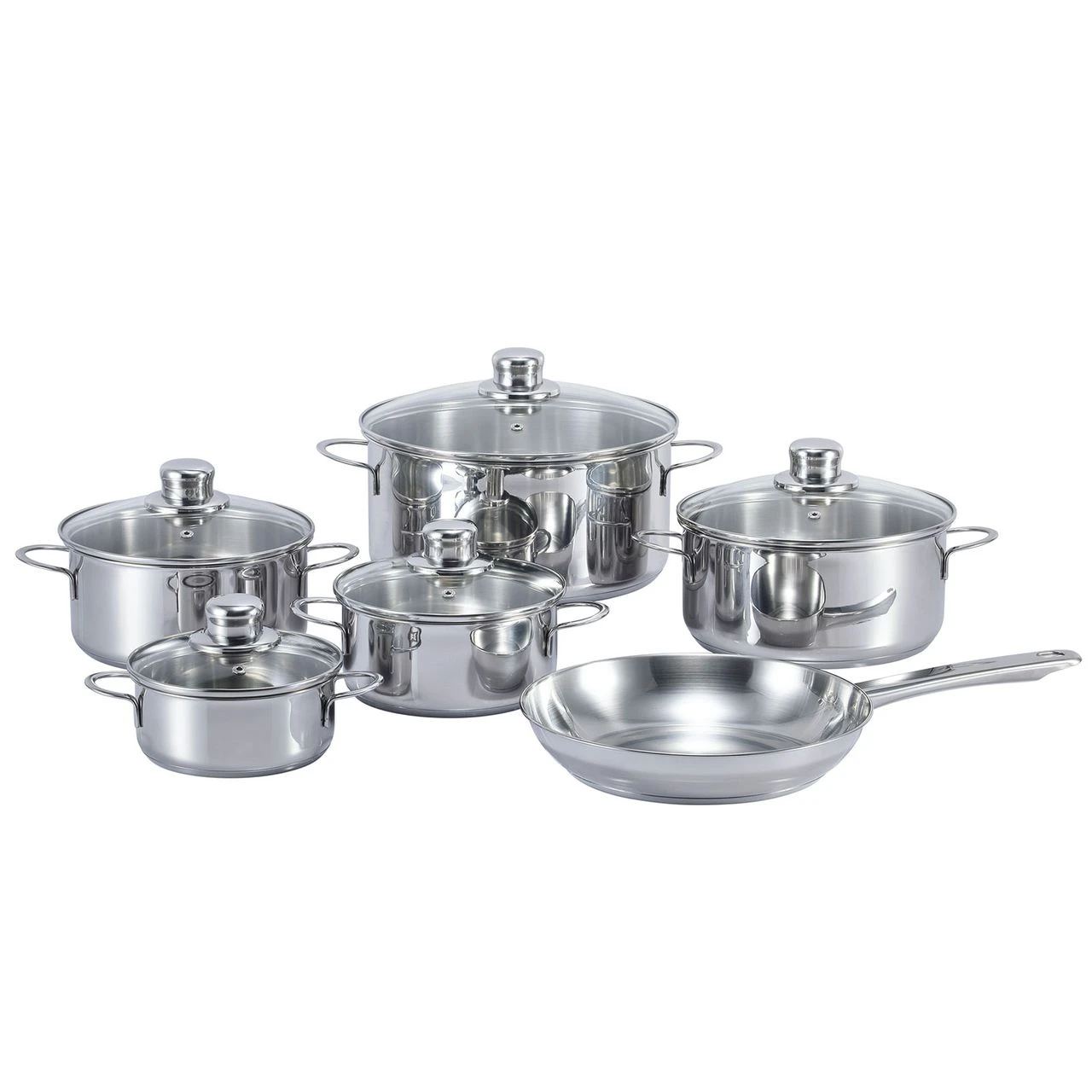 SSW Peperoni Kochtopf-Set Edelstahl Seidenmatt Glasdeckel Thermo-Sandwichboden 11-teilig 1 SSW Peperoni Kochtopf-Set Edelstahl Seidenmatt Glasdeckel Thermo-Sandwichboden 11-teilig