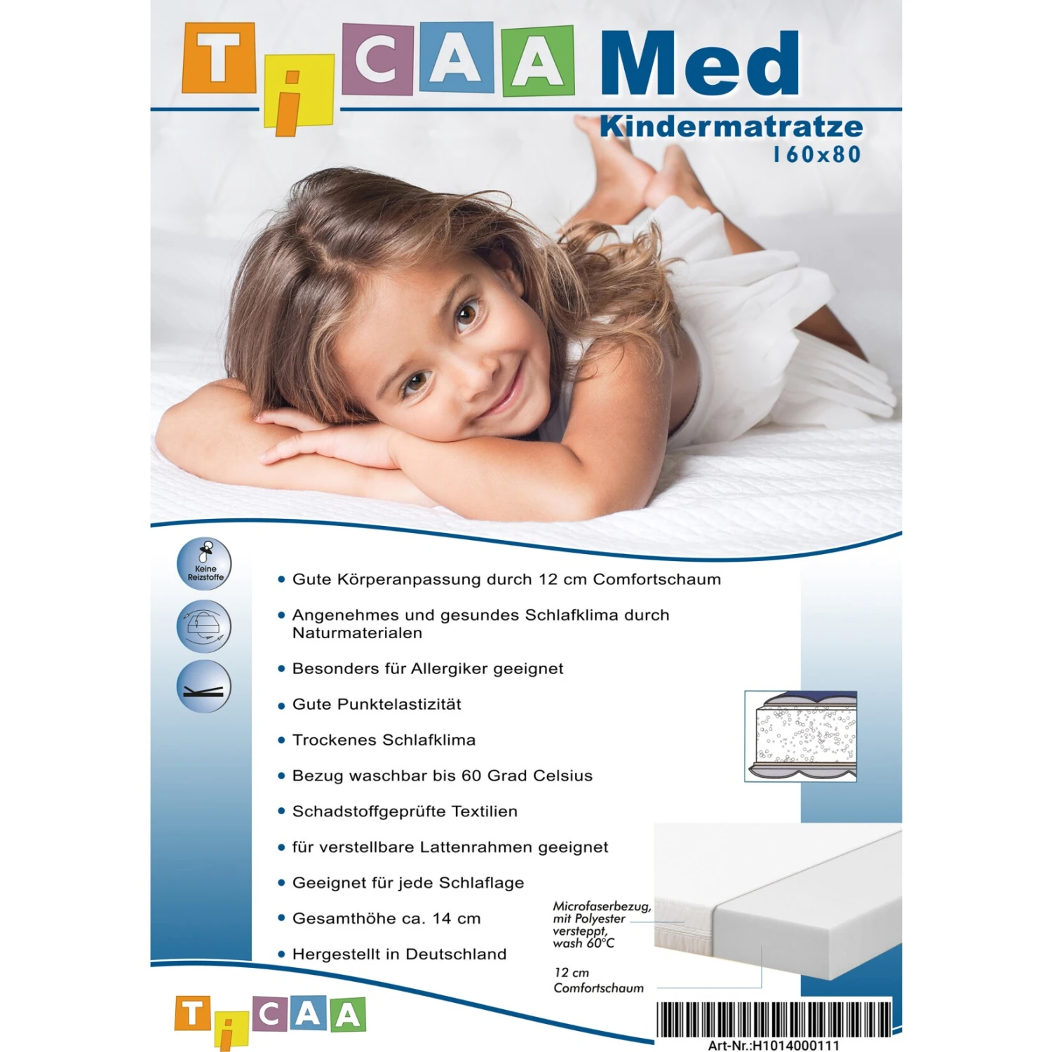 TiCAA Kindermatratze MedAllergen 80x160 1 TiCAA Kindermatratze MedAllergen 80x160
