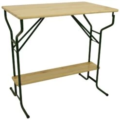 DEGAMO Stehtisch BAMBERG 113cm Klappbar, Metall + Holz Lackiert, Mit Fuss-Stütze