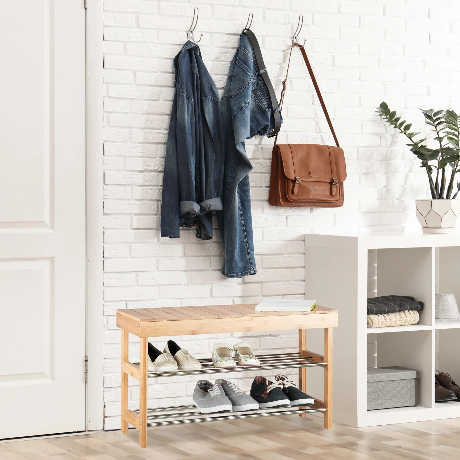 Relaxdays Bambus Schuhregal Mit Sitzfläche 2 Relaxdays Bambus Schuhregal Mit Sitzfläche – Bild 2