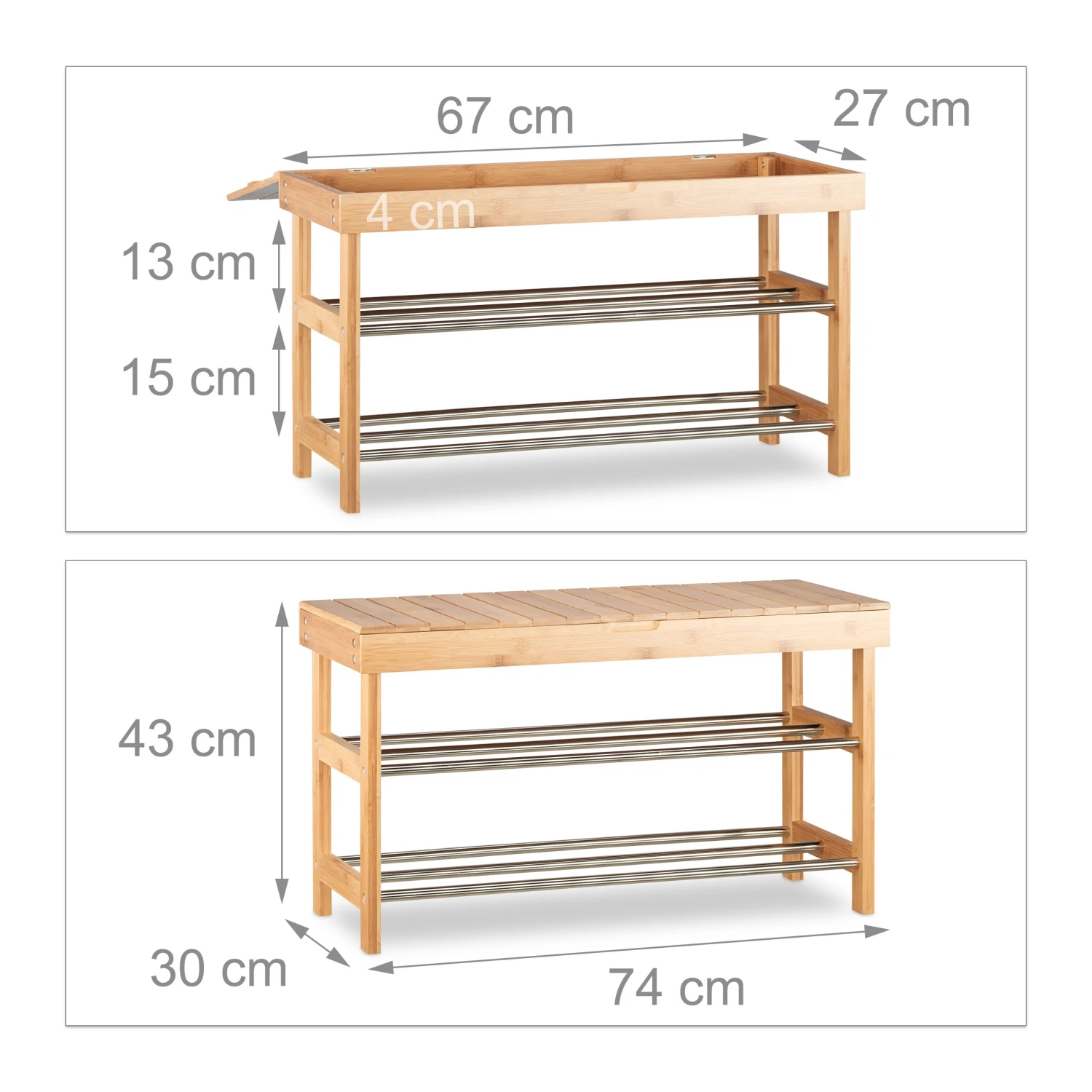 Relaxdays Bambus Schuhregal Mit Sitzfläche 4 Relaxdays Bambus Schuhregal Mit Sitzfläche – Bild 4