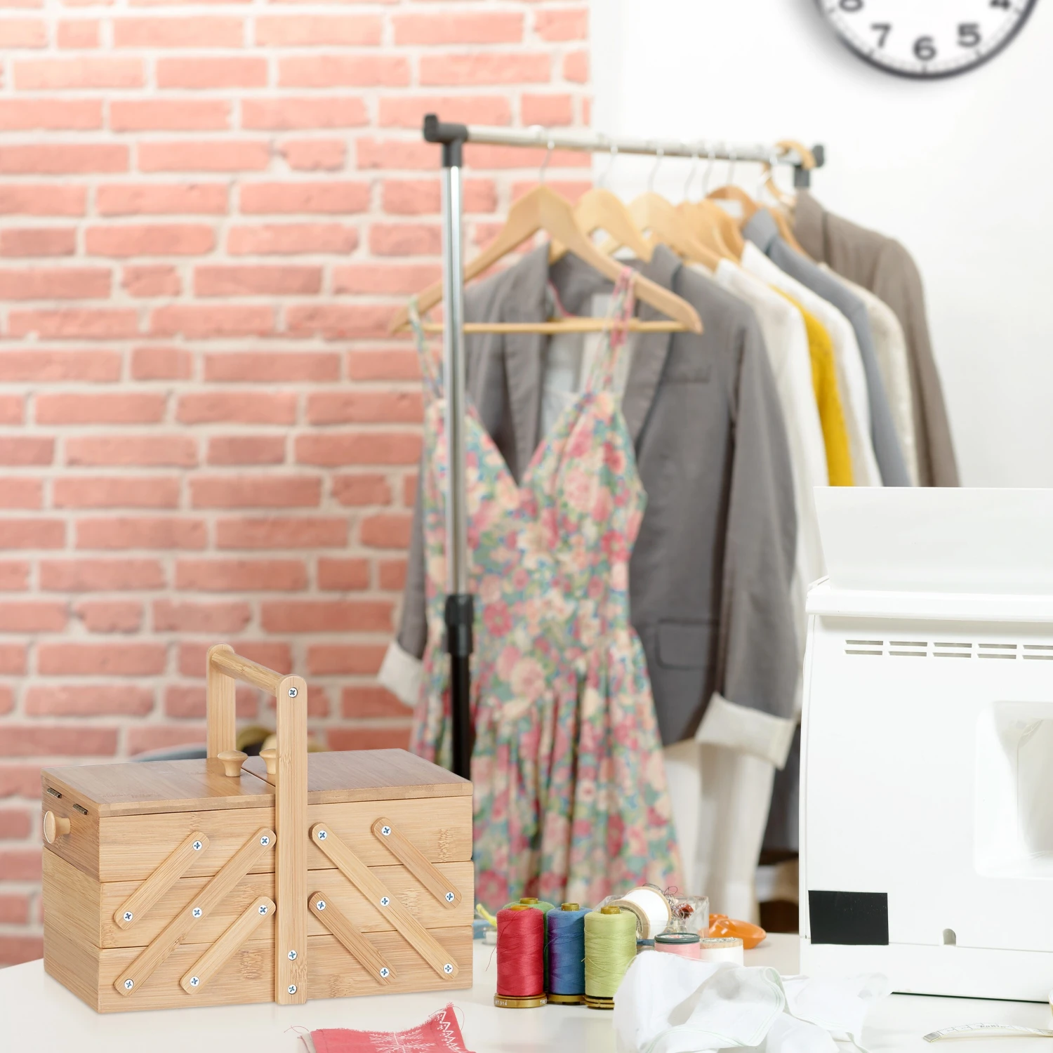 Relaxdays Nähkästchen Klein Aus Bambus 2 Relaxdays Nähkästchen Klein Aus Bambus – Bild 2