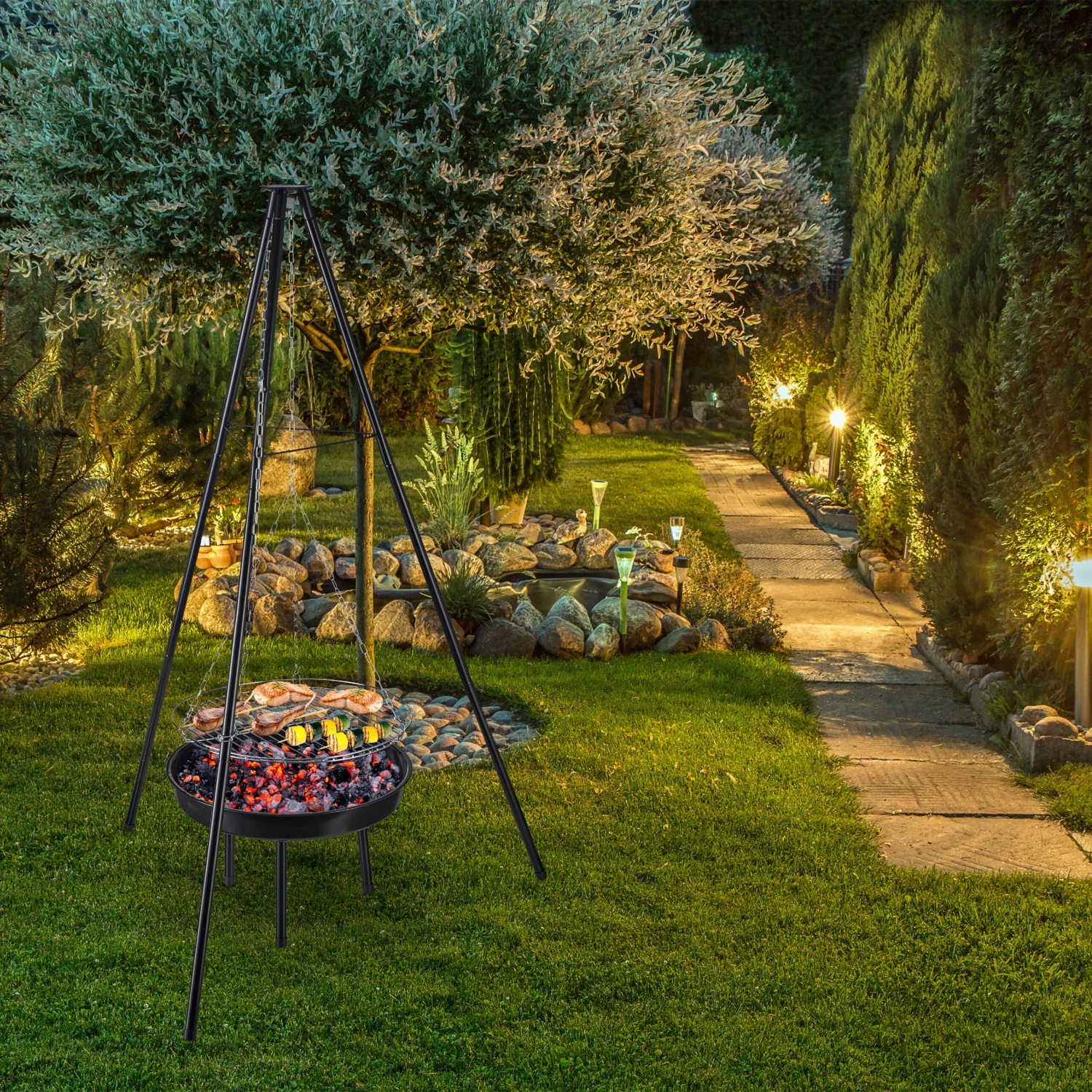 Relaxdays Schwenkgrill Mit Grillrost & Feuerschale 2 Relaxdays Schwenkgrill Mit Grillrost & Feuerschale – Bild 2