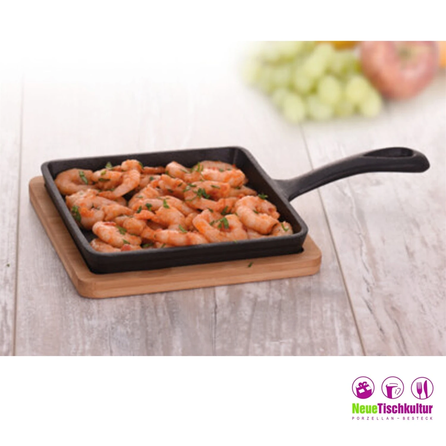 Neuetischkultur Tapasteller/Eisenpfanne Mit Holzbrett 2 Neuetischkultur Tapasteller/Eisenpfanne Mit Holzbrett – Bild 2