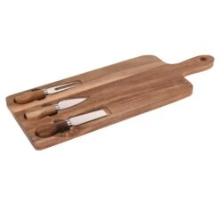 Neuetischkultur Käsebrett Mit 3 Käsemesser Bambus, Edelstahl