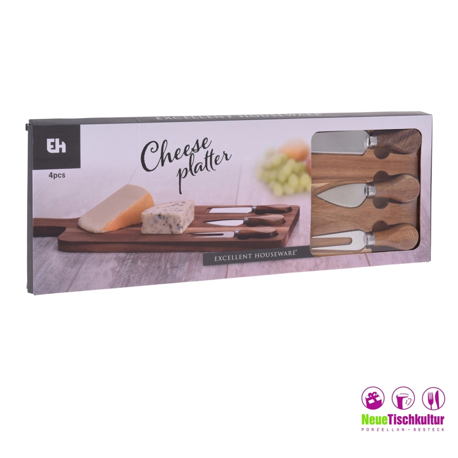 Neuetischkultur Käsebrett Mit 3 Käsemesser Bambus, Edelstahl 2 Neuetischkultur Käsebrett Mit 3 Käsemesser Bambus, Edelstahl – Bild 2
