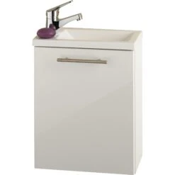 Posseik Handwaschplatz Alexo Weiss Hochglanz Waschtisch Inkl.Mineralgussbecken