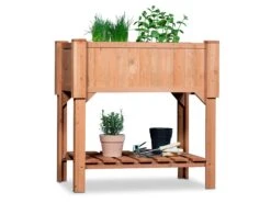 Coemo Hochbeet Kräuterbeet Mit Pflanzfolie 90 X 40 X 90 Cm