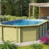 CHILLROI | Achteckiger Massivholz Pool Länglich, 657,5 X 357,5 X 124 Cm, Modell 5A | Inkl. Zubehör Und Pool Leitern