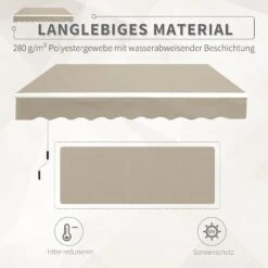 Outsunny Alu-Gelenkarmmarkise Für Wandmontage Beige 4 X 3 M (BxL) | Aluminium-Gelenkarm-Markise Alu-Markise Markise -OUTSUNNY Verkäufe 8600336600 01 0124 prod 006
