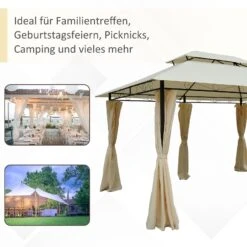 Outsunny Gartenpavillon Mit Doppeldach Milchweiß, Schwarz 400 X 300 X 265 Cm (LxBxH) | Gartenpavillon Partyzelt Festzelt Luxus Pavillon -OUTSUNNY Verkäufe 8600336600 01 0154 prod 006