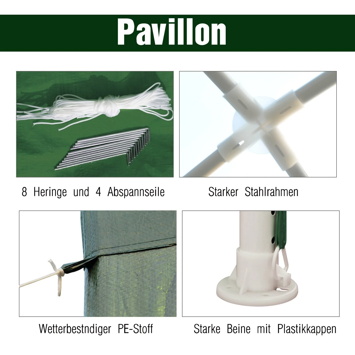 Outsunny Gartenpavillon Mit Klicksystem Dunkelgrün 270 X 270 X 245 Cm (LxBxH) | Gartenzelt Partyzelt Bierzelt Festzelt Pavillon 6 Outsunny Gartenpavillon Mit Klicksystem Dunkelgrün 270 X 270 X 245 Cm (LxBxH) | Gartenzelt Partyzelt Bierzelt Festzelt Pavillon – Bild 6