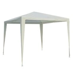 Outsunny Gartenpavillon Mit Klicksystem Weiß 270 X 270 X 245 Cm (LxBxH) | Gartenzelt Partyzelt Bierzelt Festzelt Pavillon