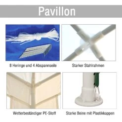 Outsunny Gartenpavillon Mit Klicksystem Weiß 270 X 270 X 245 Cm (LxBxH) | Gartenzelt Partyzelt Bierzelt Festzelt Pavillon -OUTSUNNY Verkäufe 8600336600 01 0193 prod 006