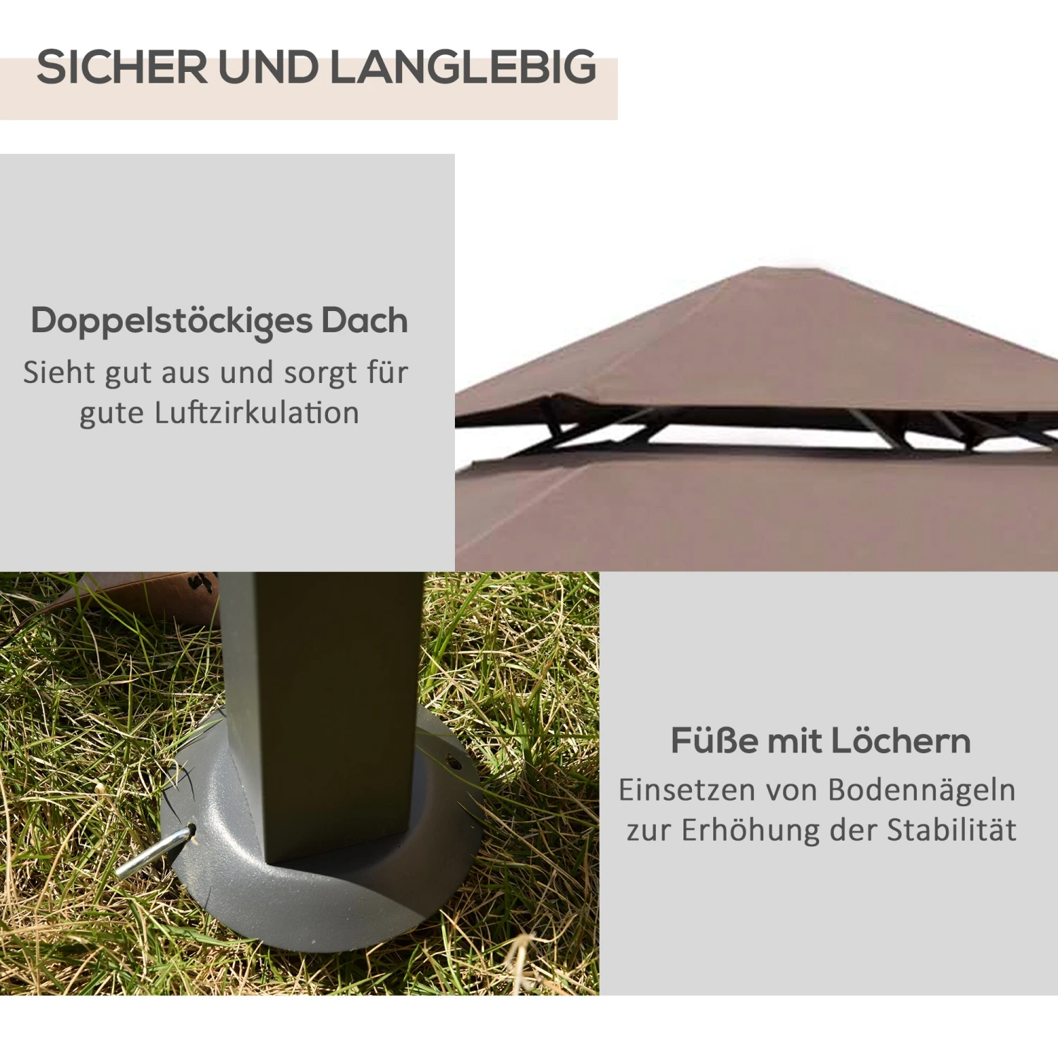 Outsunny Grillpavillon Mit Doppeldach Kaffeebraun, Schwarz 245 X 150 X 255 Cm (LxBxH) | Gartenpavillon Partyzelt Balkonpavillon Bierzelt 6 Outsunny Grillpavillon Mit Doppeldach Kaffeebraun, Schwarz 245 X 150 X 255 Cm (LxBxH) | Gartenpavillon Partyzelt Balkonpavillon Bierzelt – Bild 6