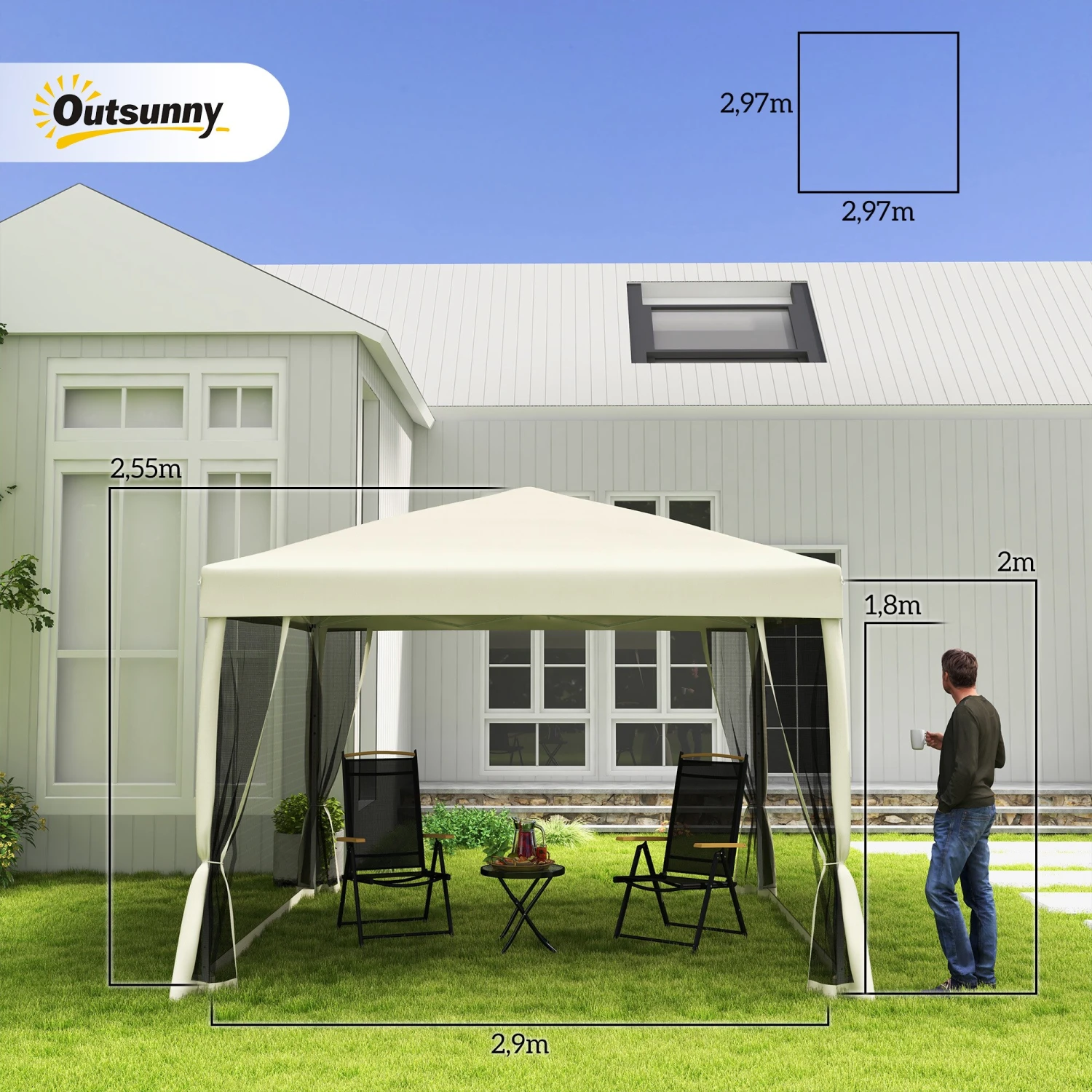 Outsunny Faltpavillon Mit Seitenwänden Beige 3 X 3 X 2,55 M (LxBxH) | Pavillon Faltzelt Partyzelt Gartenpavillon Zelt 4 Outsunny Faltpavillon Mit Seitenwänden Beige 3 X 3 X 2,55 M (LxBxH) | Pavillon Faltzelt Partyzelt Gartenpavillon Zelt – Bild 4