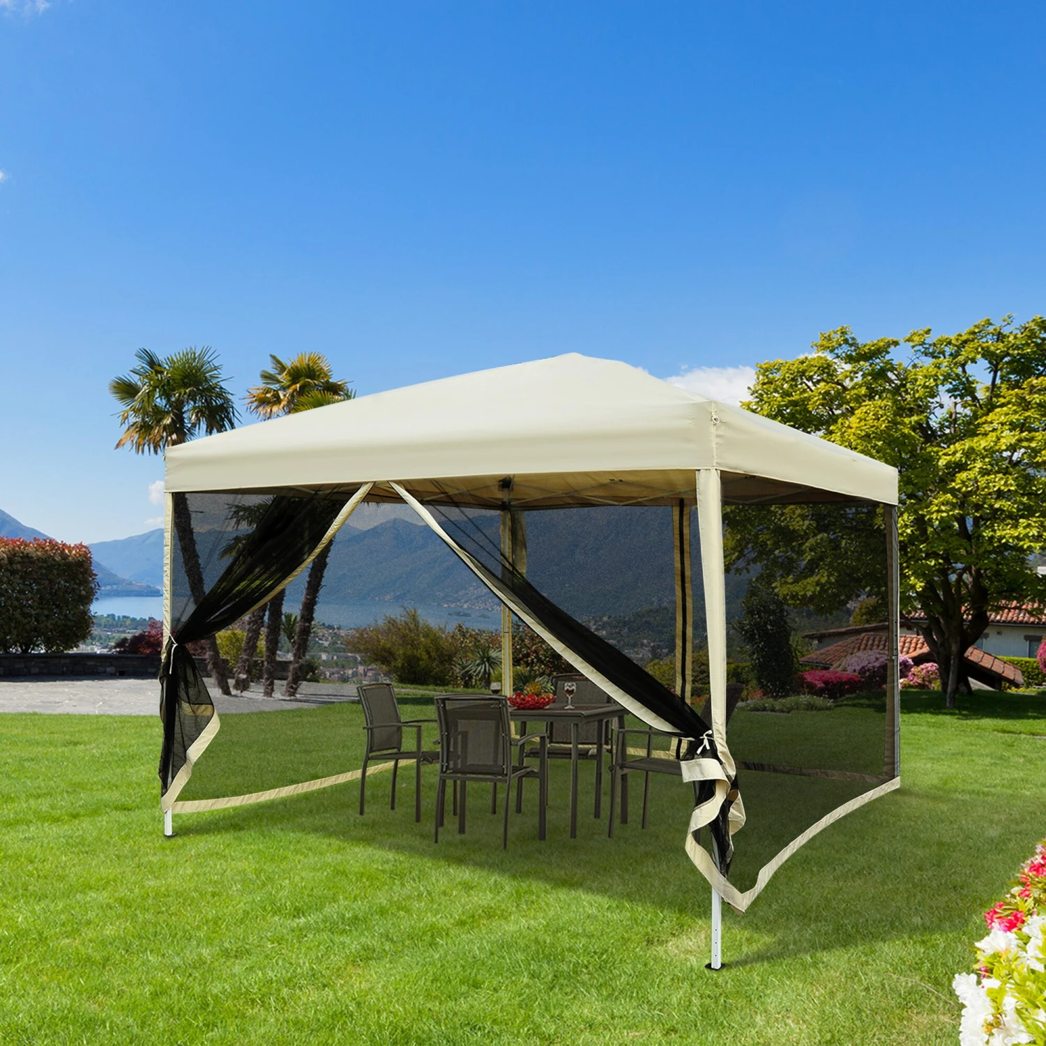 Outsunny Faltpavillon Mit Seitenwänden Beige 3 X 3 X 2,55 M (LxBxH) | Pavillon Faltzelt Partyzelt Gartenpavillon Zelt 5 Outsunny Faltpavillon Mit Seitenwänden Beige 3 X 3 X 2,55 M (LxBxH) | Pavillon Faltzelt Partyzelt Gartenpavillon Zelt – Bild 5
