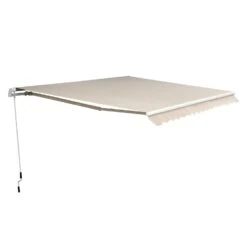 Outsunny Alu-Gelenkarmmarkise Für Wandmontage Cremeweiß 4,5 X 3 M (BxL) | Aluminium-Gelenkarm-Markise Alu-Markise Markise