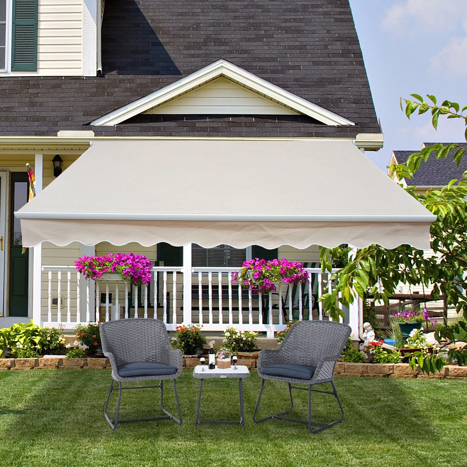 Outsunny Alu-Gelenkarmmarkise Für Wandmontage Cremeweiß 4,5 X 3 M (BxL) | Aluminium-Gelenkarm-Markise Alu-Markise Markise 4 Outsunny Alu-Gelenkarmmarkise Für Wandmontage Cremeweiß 4,5 X 3 M (BxL) | Aluminium-Gelenkarm-Markise Alu-Markise Markise – Bild 4