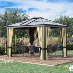 Outsunny Gartenzelt Mit Lichtdurchlässigem Dach Schwarzbraun, Natur 360 X 300 X 265 Cm (LxBxH) | Luxus Pavillon Gartenpavillon Partyzelt Pavillon 9 Outsunny Gartenzelt Mit Lichtdurchlässigem Dach Schwarzbraun, Natur 360 X 300 X 265 Cm (LxBxH) | Luxus Pavillon Gartenpavillon Partyzelt Pavillon -OUTSUNNY Verkäufe 8600336600 01 0865 prod 004