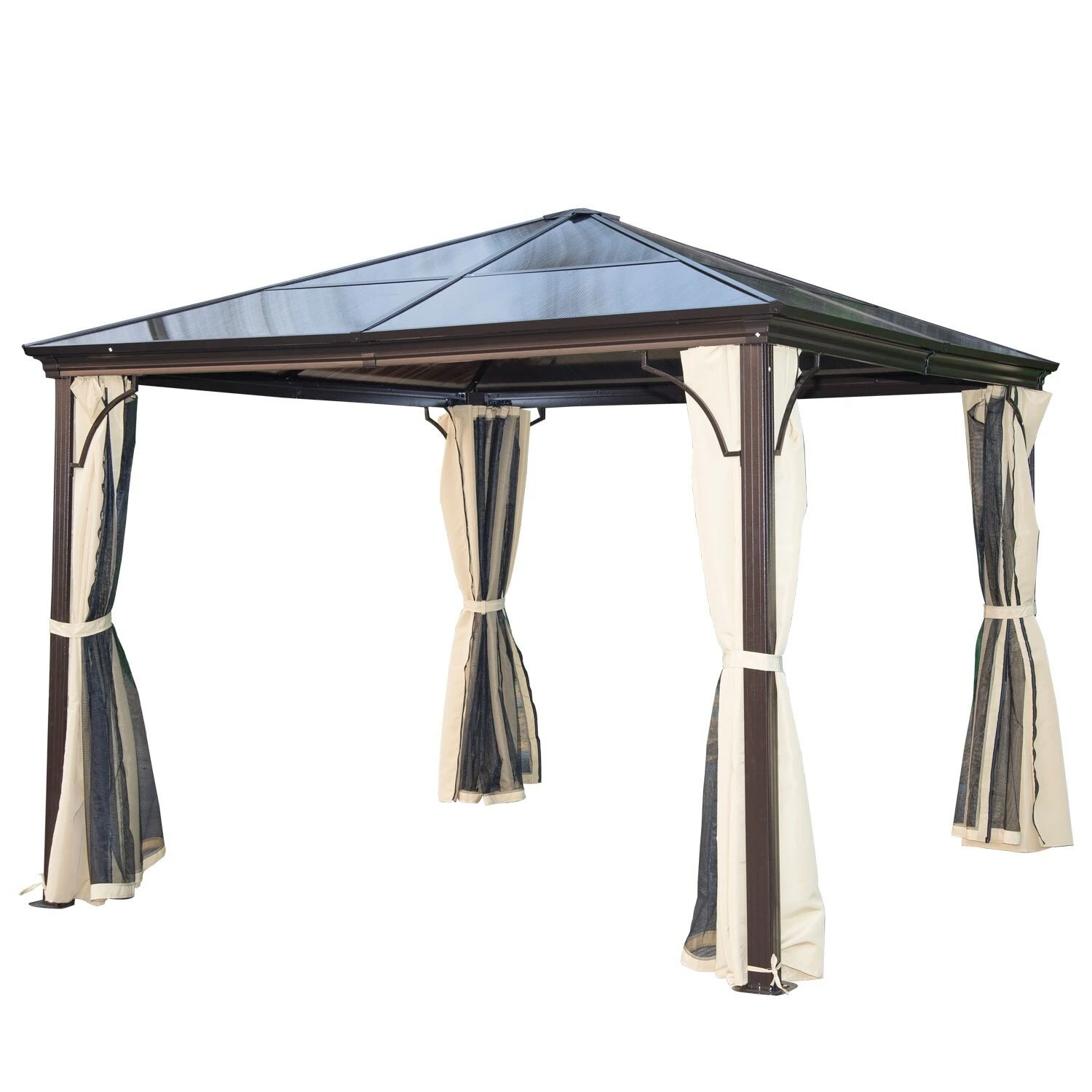 Outsunny Luxus Pavillon Mit Lichtdurchlässigem Dach Braun, Natur 300 X 300 X 260 Cm (LxBxH) | Gartenpavillon Gartenzelt Festzelt Partyzelt 1 Outsunny Luxus Pavillon Mit Lichtdurchlässigem Dach Braun, Natur 300 X 300 X 260 Cm (LxBxH) | Gartenpavillon Gartenzelt Festzelt Partyzelt