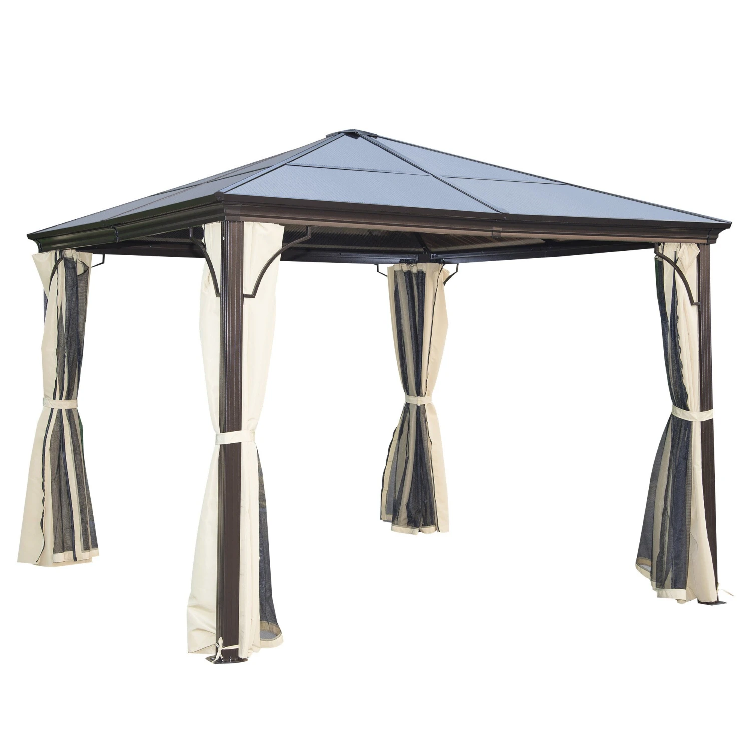 Outsunny Luxus Pavillon Mit Lichtdurchlässigem Dach Braun, Natur 300 X 300 X 260 Cm (LxBxH) | Gartenpavillon Gartenzelt Festzelt Partyzelt 2 Outsunny Luxus Pavillon Mit Lichtdurchlässigem Dach Braun, Natur 300 X 300 X 260 Cm (LxBxH) | Gartenpavillon Gartenzelt Festzelt Partyzelt – Bild 2