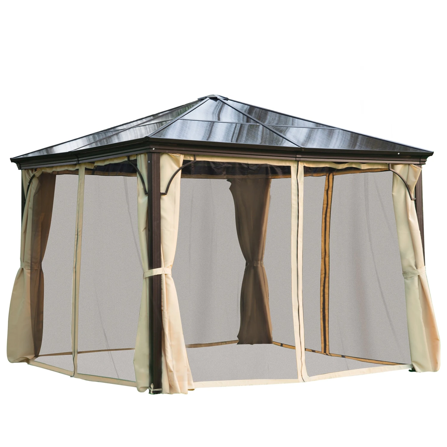 Outsunny Luxus Pavillon Mit Lichtdurchlässigem Dach Braun, Natur 300 X 300 X 260 Cm (LxBxH) | Gartenpavillon Gartenzelt Festzelt Partyzelt 3 Outsunny Luxus Pavillon Mit Lichtdurchlässigem Dach Braun, Natur 300 X 300 X 260 Cm (LxBxH) | Gartenpavillon Gartenzelt Festzelt Partyzelt – Bild 3
