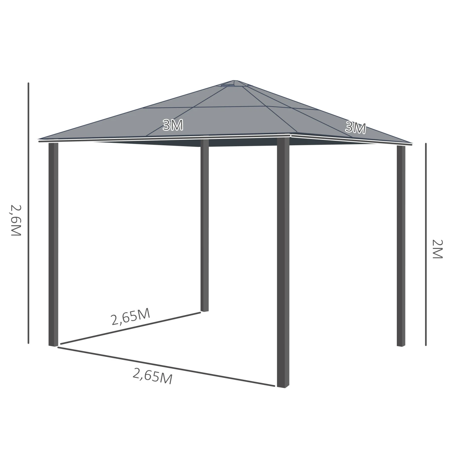 Outsunny Luxus Pavillon Mit Lichtdurchlässigem Dach Braun, Natur 300 X 300 X 260 Cm (LxBxH) | Gartenpavillon Gartenzelt Festzelt Partyzelt 4 Outsunny Luxus Pavillon Mit Lichtdurchlässigem Dach Braun, Natur 300 X 300 X 260 Cm (LxBxH) | Gartenpavillon Gartenzelt Festzelt Partyzelt – Bild 4