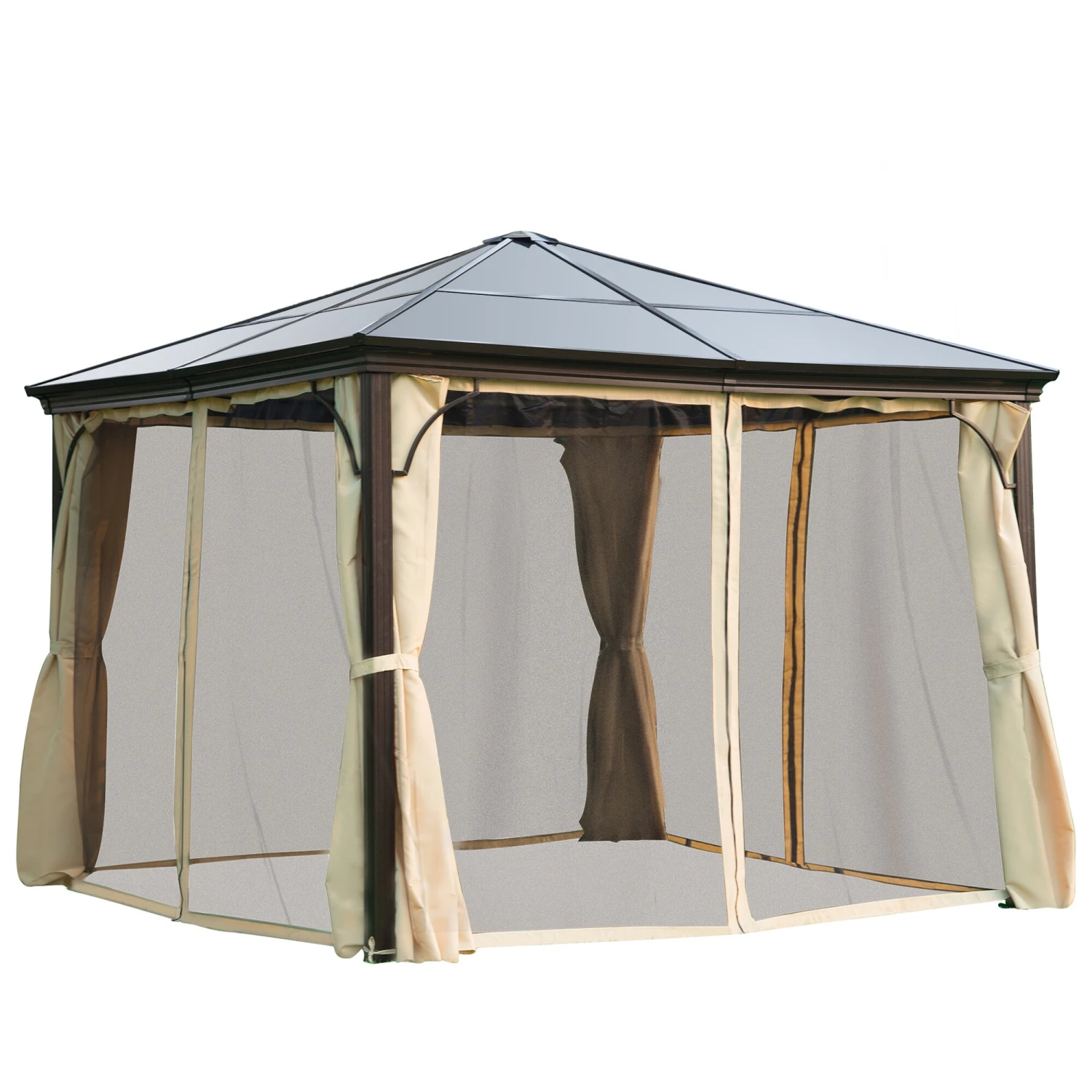 Outsunny Luxus Pavillon Mit Lichtdurchlässigem Dach Braun, Natur 300 X 300 X 260 Cm (LxBxH) | Gartenpavillon Gartenzelt Festzelt Partyzelt 6 Outsunny Luxus Pavillon Mit Lichtdurchlässigem Dach Braun, Natur 300 X 300 X 260 Cm (LxBxH) | Gartenpavillon Gartenzelt Festzelt Partyzelt – Bild 6