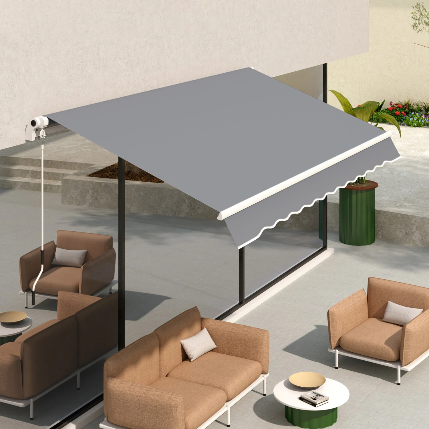 Outsunny Alu Gelenkarm-Markise Für Wandmontage Grau 400 X 300 Cm (BxL) | Markise Alu Gelenkarmmarkise Aluminium-Markise 5 Outsunny Alu Gelenkarm-Markise Für Wandmontage Grau 400 X 300 Cm (BxL) | Markise Alu Gelenkarmmarkise Aluminium-Markise – Bild 5