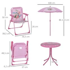 Outsunny Kindersitzgruppe Mit Tisch Und Sonnenschirm Rosa Ø49,5 X 50H Cm | Gartentisch  Sonnenschirm  Camping Kindersitzgarnitur  Gartenmöbel -OUTSUNNY Verkäufe 8600336600 312 066PK prod 005