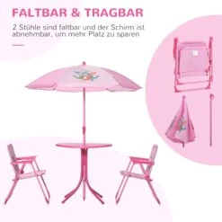 Outsunny Kindersitzgruppe Mit Tisch Und Sonnenschirm Rosa Ø49,5 X 50H Cm | Gartentisch  Sonnenschirm  Camping Kindersitzgarnitur  Gartenmöbel -OUTSUNNY Verkäufe 8600336600 312 066PK prod 006