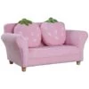 HOMCOM Kinder Erdbeersofa Rosa, Grün 90 X 50 X 43 Cm (LxBxH) | Kindersessel Softsofa Kinderzimmer Sofa Sessel