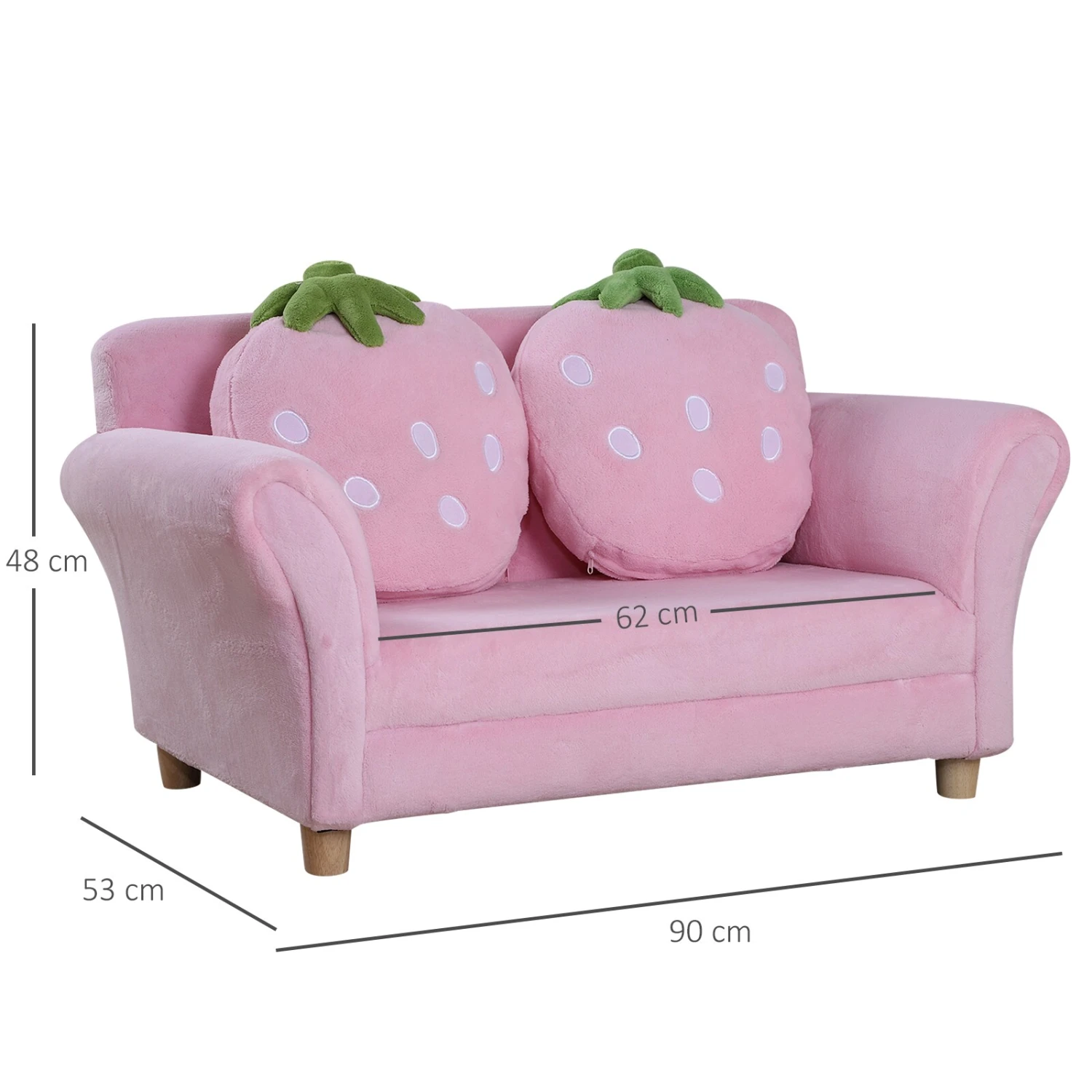 HOMCOM Kinder Erdbeersofa Rosa, Grün 90 X 50 X 43 Cm (LxBxH) | Kindersessel Softsofa Kinderzimmer Sofa Sessel 5 HOMCOM Kinder Erdbeersofa Rosa, Grün 90 X 50 X 43 Cm (LxBxH) | Kindersessel Softsofa Kinderzimmer Sofa Sessel – Bild 5